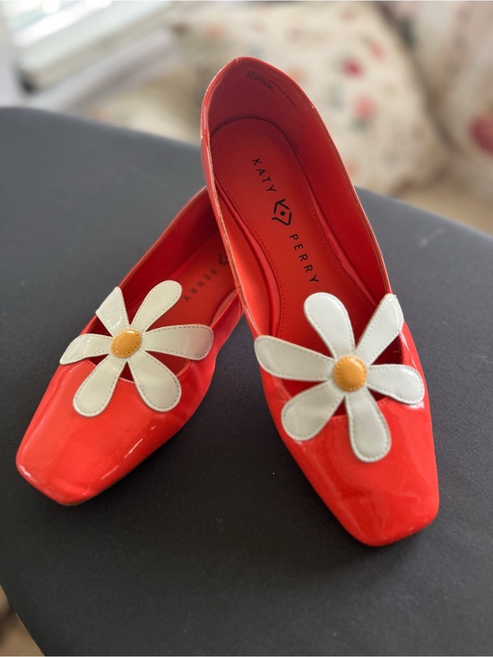 Katy Perry Collections Shoes - Katy Perry Collections Orange Patent Floral Applique Flats